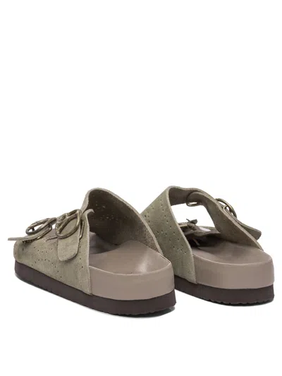 Needles Perforated Open Toe Flat Sole Sandals In Green
