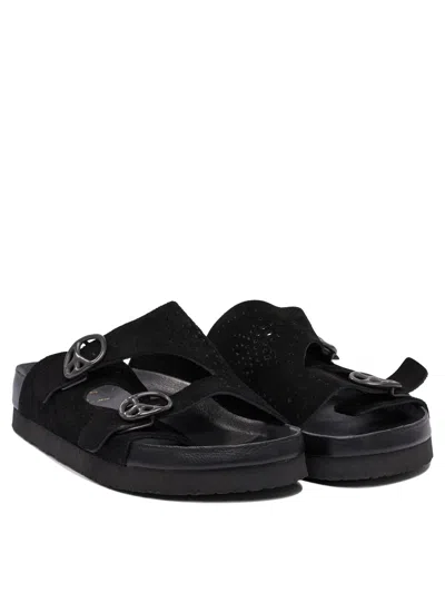Needles Perforated Open Toe Flat Sole Sandals In Black