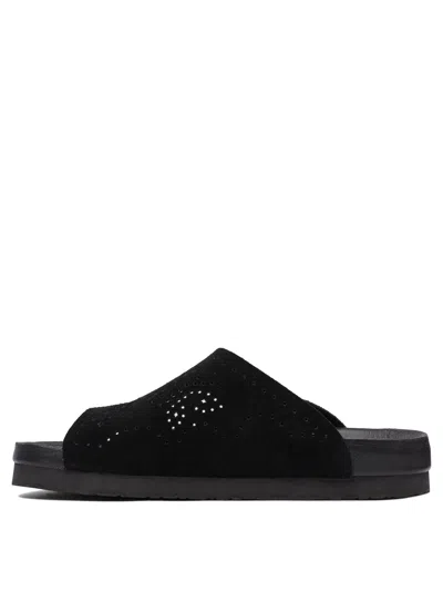Needles Perforated Open Toe Flat Sole Sandals In Black