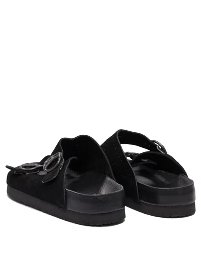 Needles Perforated Open Toe Flat Sole Sandals In Black