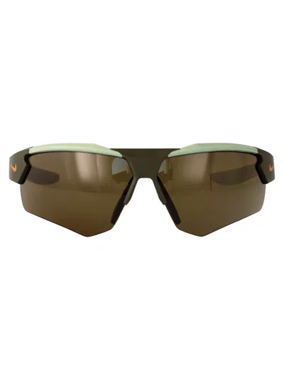 Nike Cloak Duo E Rectangle Frame Sunglasses In Gold
