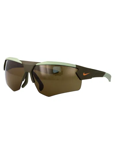 Nike Cloak Duo E Rectangle Frame Sunglasses In Gold