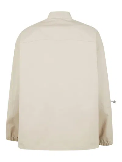 Oamc Sand Tech Overshirt With Stand-up Collar In Neutral