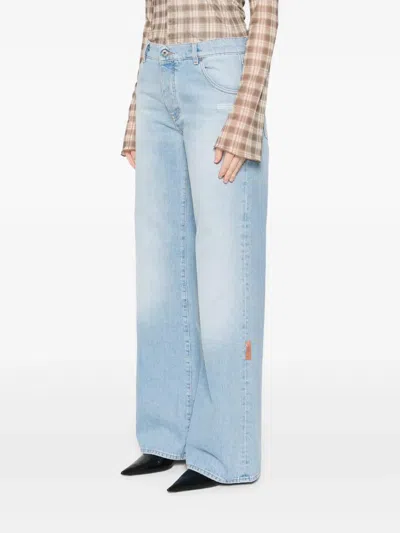 Off-white Logo Straight Jeans In Blue