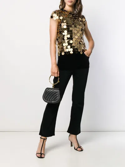 Rabanne Gold Sequins Top In Gold