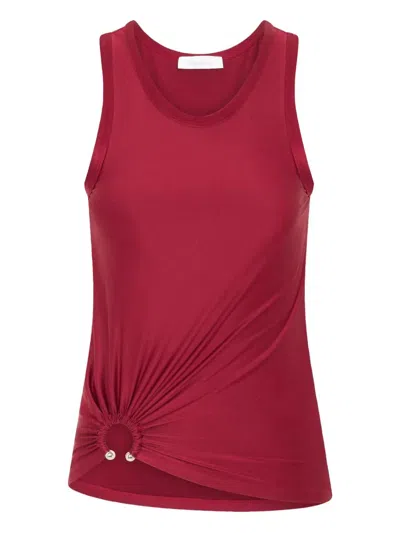 Rabanne Stretch Viscose Top Metal Embellishments In Red