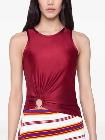 Rabanne Stretch Viscose Top Metal Embellishments In Red