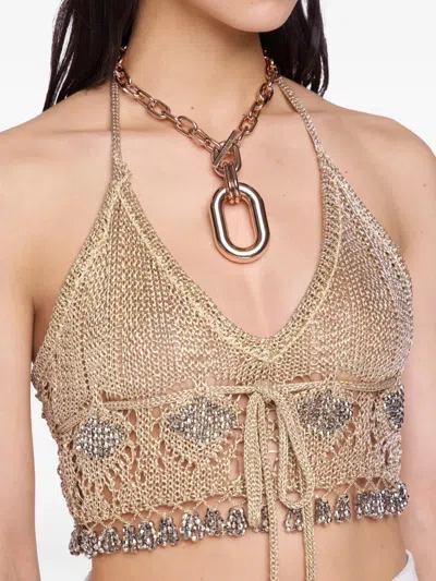 Rabanne Chunky Chain Oval Pendant Necklace In Gold