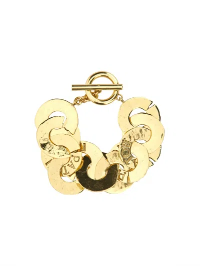 Patou Gold Interlocking Links Bracelet With Engraved Logo In Gold
