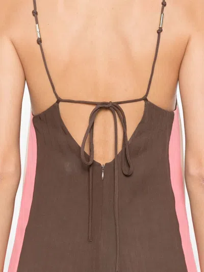 Patrizia Pepe Stripe-detailing Jumpsuit In Brown