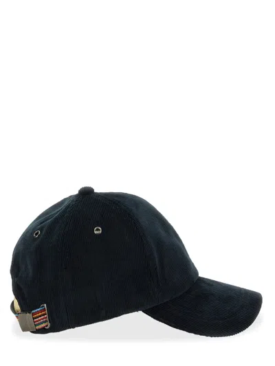 Paul Smith Soft Cotton Blend Cap With Textured Corduroy Finish In Green