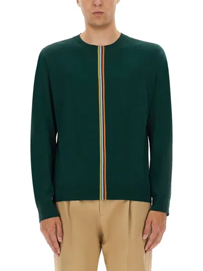 Paul Smith Jersey With Striped Detail In Green