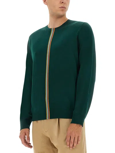 Paul Smith Jersey With Striped Detail In Green