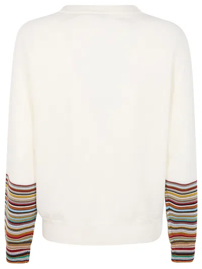 Paul Smith Women's Cream Merino Wool 'signature Stripe' Cuff Sweater White