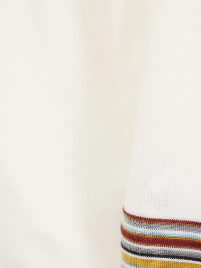 Paul Smith Women's Cream Merino Wool 'signature Stripe' Cuff Sweater White