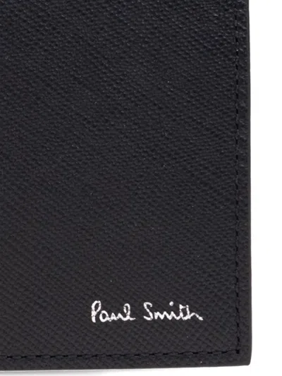 Paul Smith Men Wallet Billfold Coin Printed Design In Black
