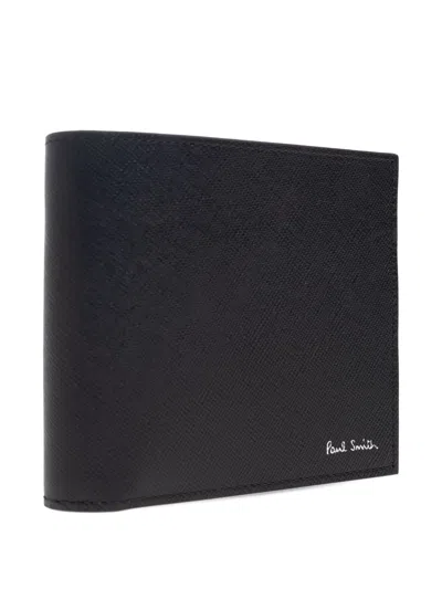 Paul Smith Men Wallet Billfold Coin Printed Design In Black