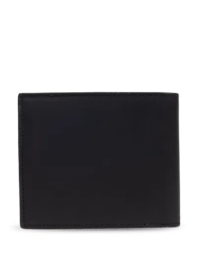 Paul Smith Black Leather Wallet With Signature Stripe Pattern In Black
