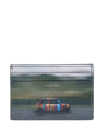 Paul Smith Saffiano Leather Card Holder With In Black