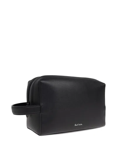 Paul Smith Leather Washbag In Black