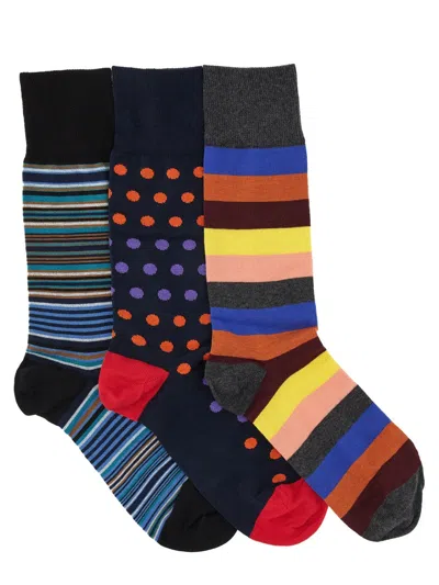 Paul Smith Multicolour Cotton Blend Socks In Blue