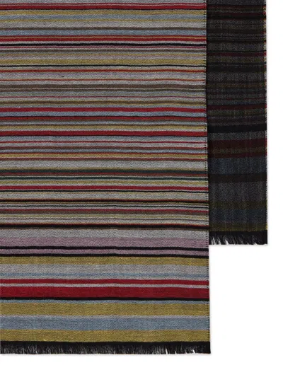 Paul Smith Men Signature Stripe Wool And Silk Scarf In Multi