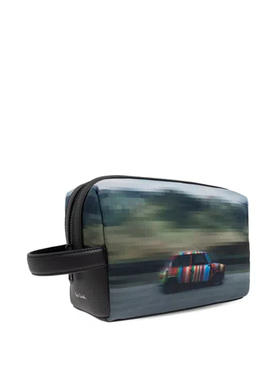 Paul Smith Cosmetic Bag With Colorful Print In Blue