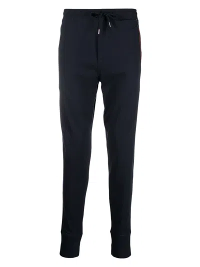 Paul Smith Cotton Lounge Trousers Ribbed Ankles In Blue