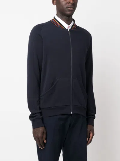 Paul Smith Cotton Sweatshirt With Zip And Baseball Collar