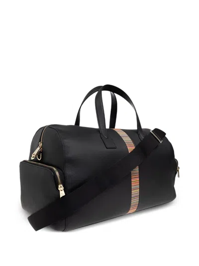 Paul Smith Black Signature Stripe Duffle Bag In Black