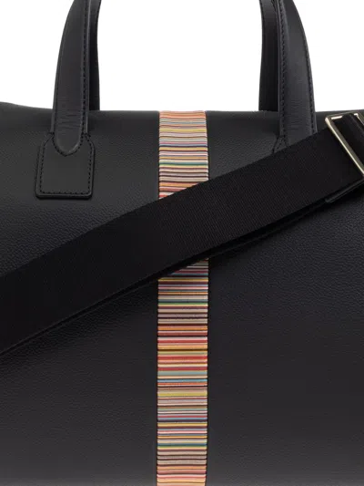 Paul Smith Black Signature Stripe Duffle Bag In Black