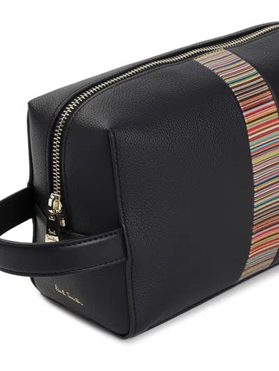 Paul Smith Striped Handle Travel Wallets In Black