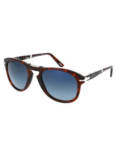 Persol Tortoiseshell Foldable Steve Mcqueen Sunglasses In Blue