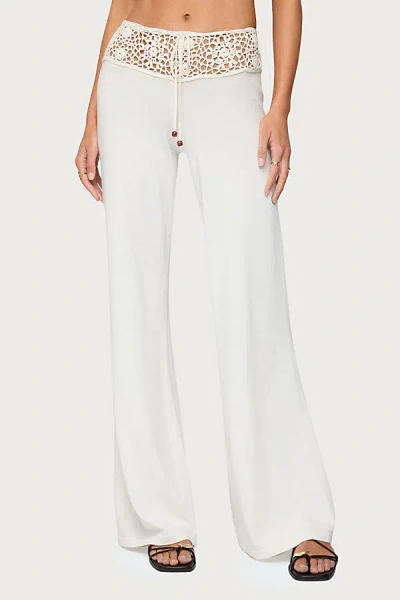 Edikted Kirsty Crochet Waist Knit Pants In White, Women's At Urban Outfitters