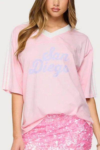 Edikted San Diego Oversize Graphic T-shirt In Pink