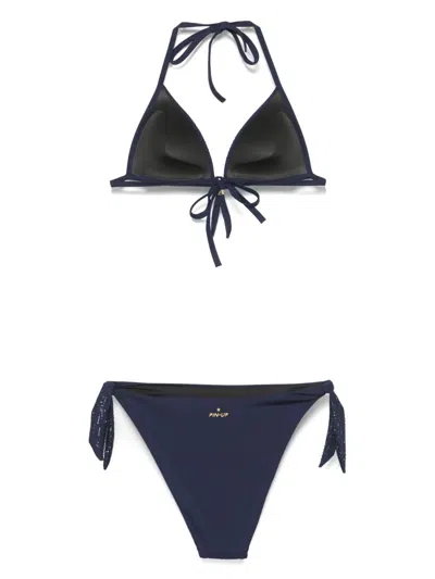 Pin Up Stars Push Up Triangle Bikini With Strass In Blue