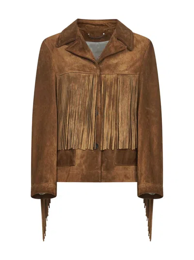 Golden Goose Women Tobacco Suede Fringe Jacket In Brown