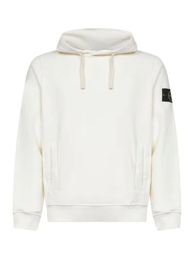 Stone Island Brushed Organic Cotton Fleece Hoodie Clothing In Neutral