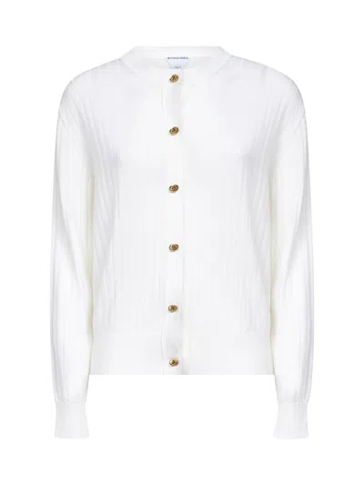 Bottega Veneta Ivory Ribbed Wool Cardigan