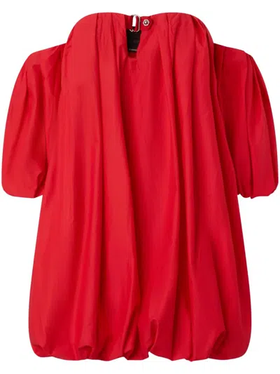 Pinko ‘bert' Red Dress With Exposed Shoulder Design And Removable Sleeves With Button In Red