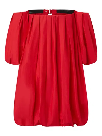 Pinko ‘bert' Red Dress With Exposed Shoulder Design And Removable Sleeves With Button In Red