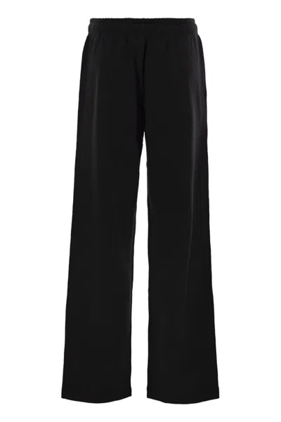 Polo Ralph Lauren Black Pants With Drawstring Elastic Waist And Pony Embroidery On The Side In Cotton Blend Woman