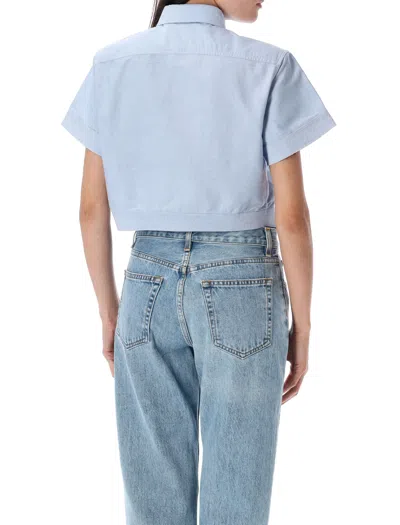 Polo Ralph Lauren Oxford Tie-front Cropped Shirt In Blue
