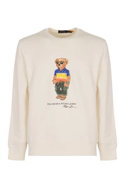 Polo Ralph Lauren White Cotton Blend Polo Bear Sweatshirt