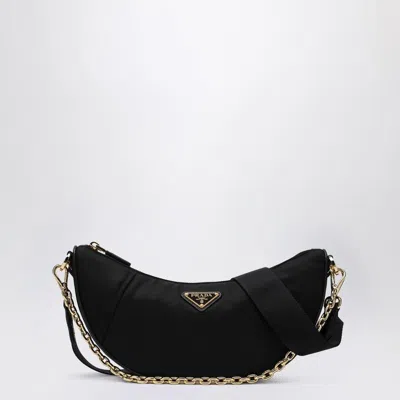 Prada Demi-lune Shoulder Bag Black In Re-nylon Women