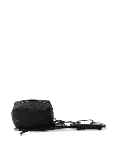 Prada Black Leather Bag Charm In Black