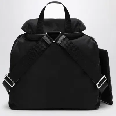Prada Black Re-nylon And Saffiano Backpack With Pouch