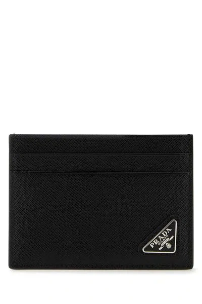 Prada Black Saffiano Card Holder With Logo