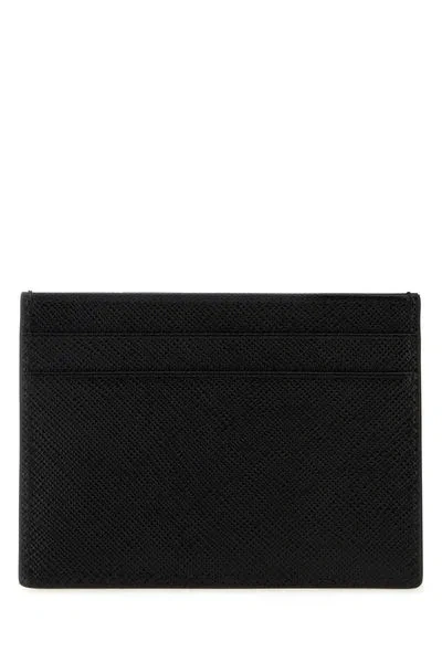 Prada Black Saffiano Card Holder With Logo