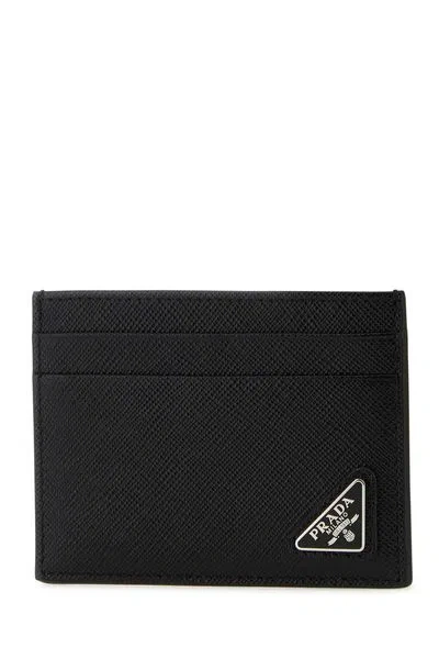 Prada Black Saffiano Card Holder With Logo